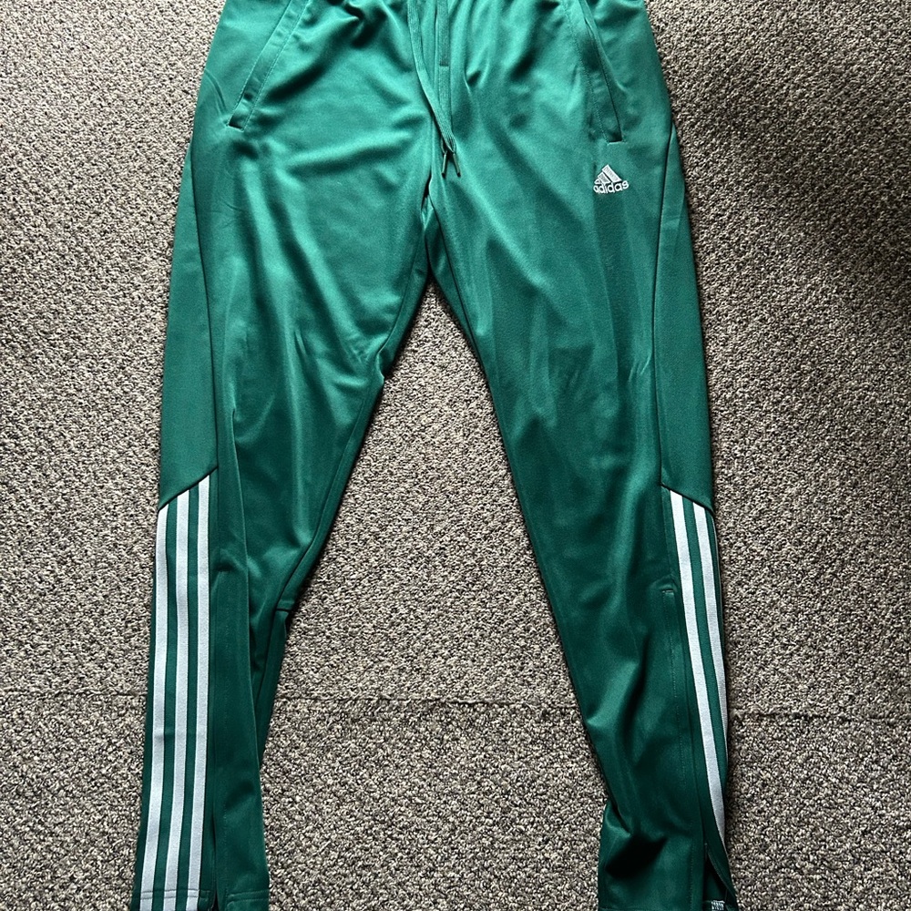 adidas Green Track Pants with Side Stripes size medium NWOT
